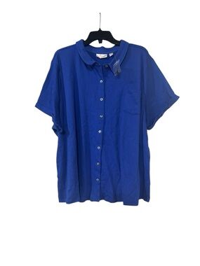 Belle by Kim Gravel Short-Sleeve Button-Down Shirt - Royal Blue